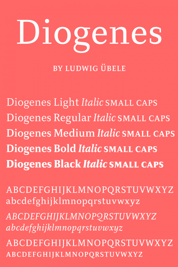 Diogenes, an elegant and text typeface from Ludwig Type. Diogenes, an elegant and text typeface from Ludwig Type.