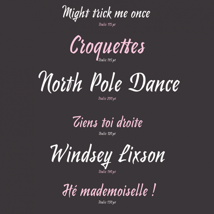 Type samples of this sexy vintage script font.