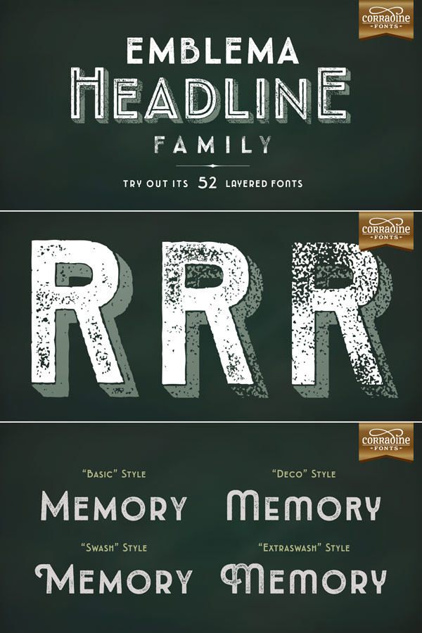 The Emblema Headline font family.