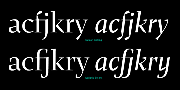 Default character setting vs stylistic set.