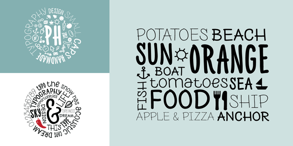 Hand drawn letters and icons - example of use.