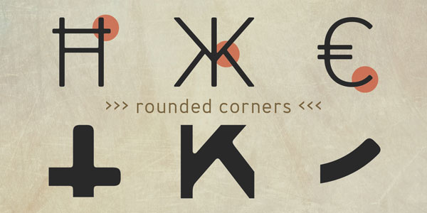 The typeface is characterized by rounded corners along with a straight geometry. The typeface is characterized by rounded corners along with a straight geometry.