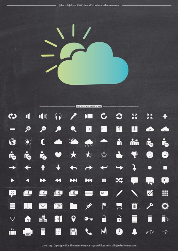 The Jabana font family includes countless icons.