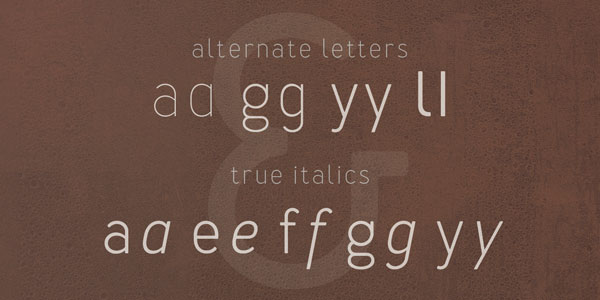 Alternate letters and true italics. Alternate letters and true italics.