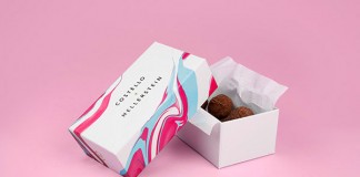 A box with chocolate truffles.