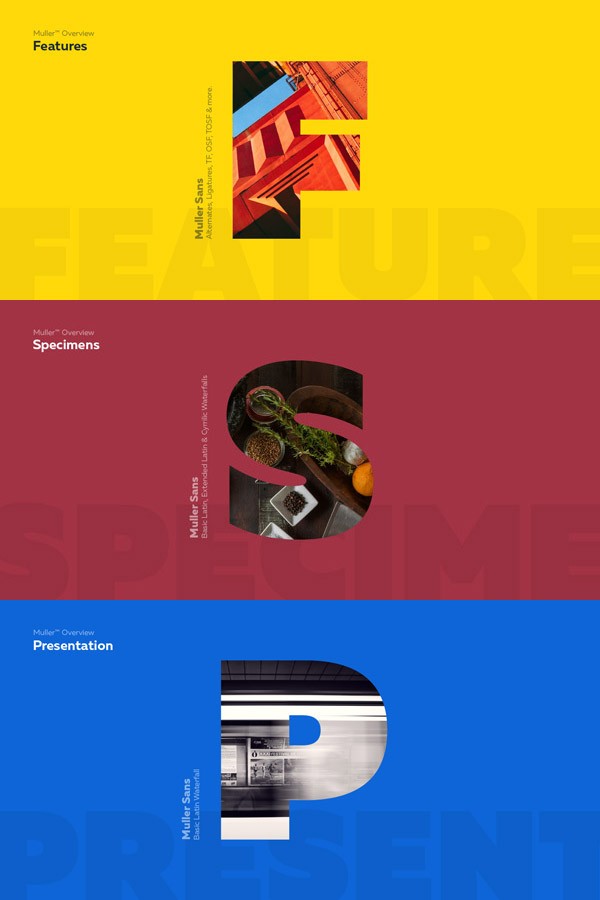 Muller Sans, a font family of 10 uprights and 10 italics.