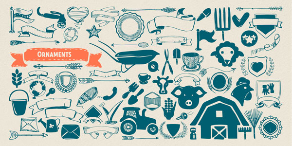 A set of countless icons, illustrations, ornaments, and banners.
