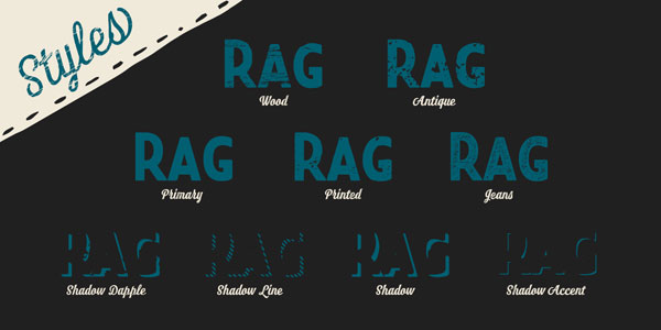 The diverse styles of this vintage inspired display font family.