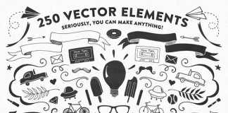 Lettersmith, a letterpress design kit that includes a hand drawn font and 250 vector elements, cotton paper textures, and Adobe Photoshop styles.