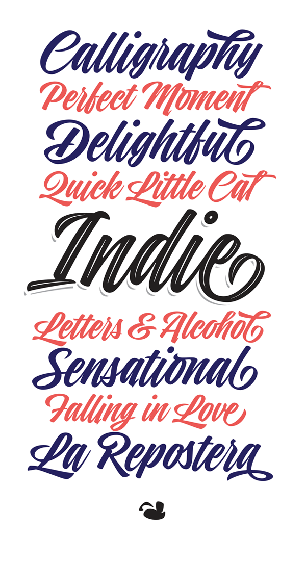 Indie, a trendy script font by Maximiliano Sproviero of Lián Types. Indie, a trendy script font by Maximiliano Sproviero of Lián Types.