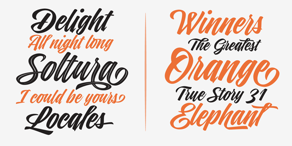 A brush script font family with diverse styles. A brush script font family with diverse styles.