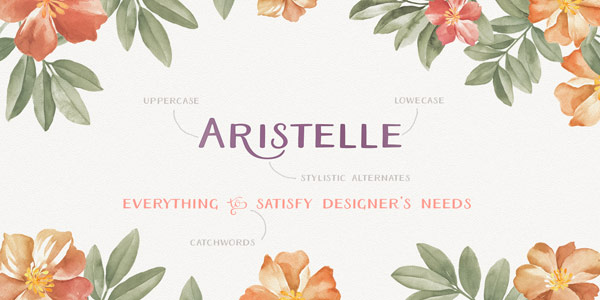 A beautiful hand-lettered style with nice uppercase and lowercase letters as well as catchwords and typographic features.