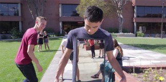 In the film, Invisible Man, Zach King utilizes visual illusion in real time.