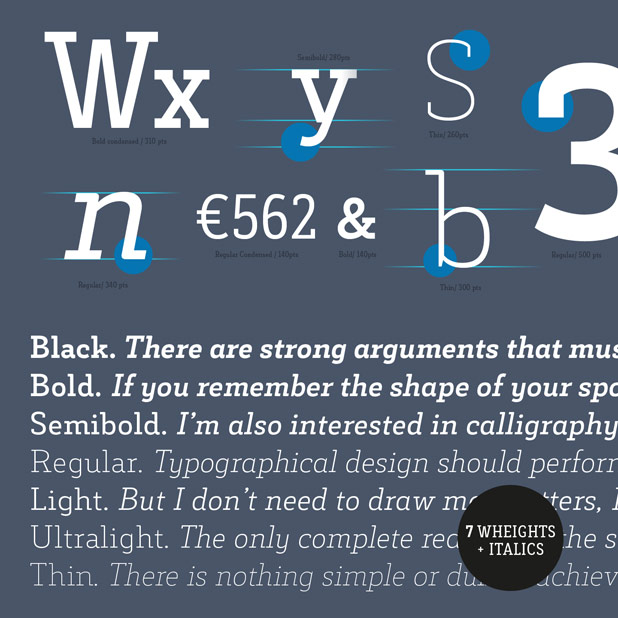 A beautiful typeface that works great for both headlines and text.