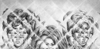 An artwork that draws inspiration from the Diana Ross and The Supremes's track, 'Reflections'. The drawing has been created for the Secret 7 exhibition.