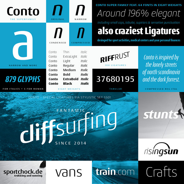 Conto is the the basis typeface of the Conto Super Family Nils Thomsen of Nils Types. Conto is the the basis typeface of the Conto Super Family Nils Thomsen of Nils Types.