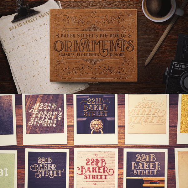 The Baker Street fonts are equipped with lots of swashes, flourishes, and many more.