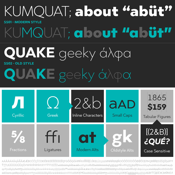 Let's introduce you to the Abrade font family. Type designer Jason Vandenberg has equipped this typeface with plenty of typographic features.