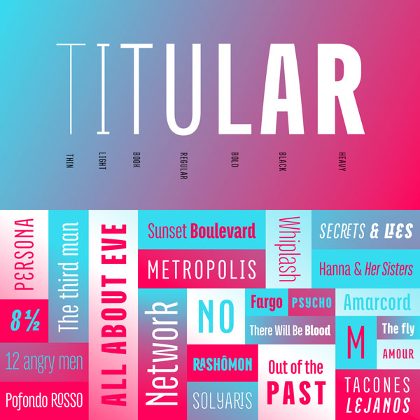 Titular, a condensed Sans Serif typeface for headings and subheadings in newspapers, magazines, and posters. Titular, a condensed Sans Serif typeface for headings and subheadings in newspapers, magazines, and posters.