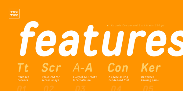 Here are some of the main features: rounded corners, optimized for screen usage, interpolation, very space saving, and optimized kerning pairs. Here are some of the main features: rounded corners, optimized for screen usage, interpolation, very space saving, and optimized kerning pairs.