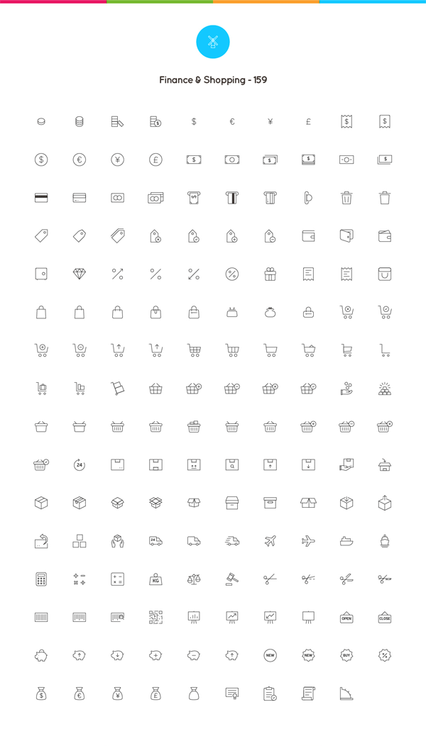 159 finance and shopping graphics.