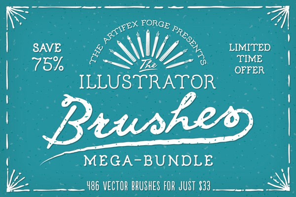 The Adobe Illustrator brushes mega-bundle – Limited time offer.