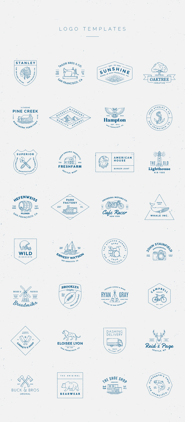 A pack with 32 unique logo templates.