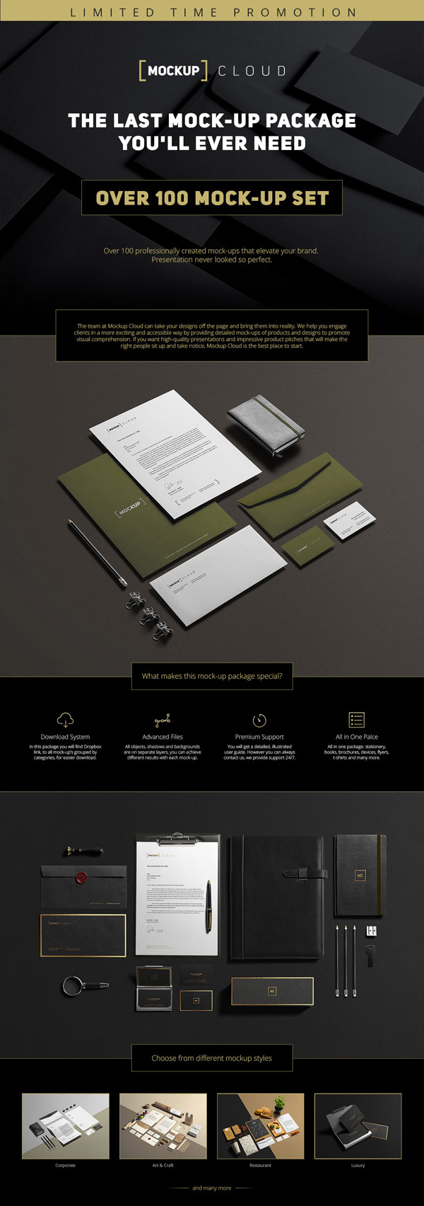 With over 100 individual mock-up sets for branding projects, this is probably the last mockup you will ever need.