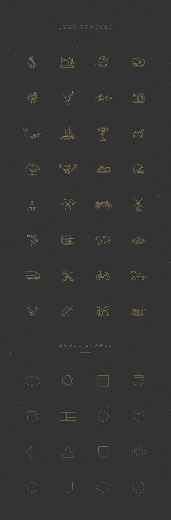 The download set is equipped with diverse logo symbols and badge shapes.