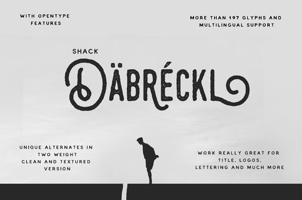 With plenty of OpenType features, the typeface comes with more than 197 glyphs, multilingual support, and unique alternates in two styles.