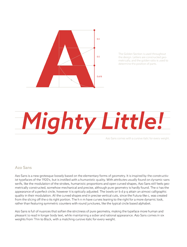 The Golden section is used throughout the design of all letters.