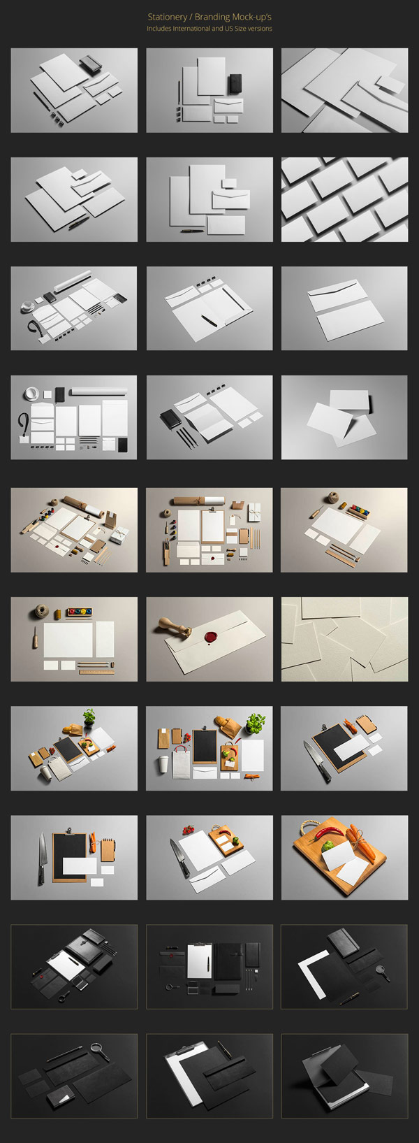 The big list of stationery mock-ups includes international and US size versions.