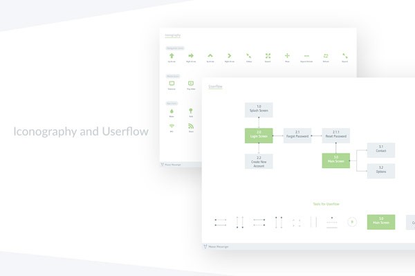 The download pack includes a nice set of iconography, arrows, and userflow charts.