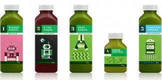Illustration and design by Martin Azambuja for numerous Kaffe 1668 juice labels.