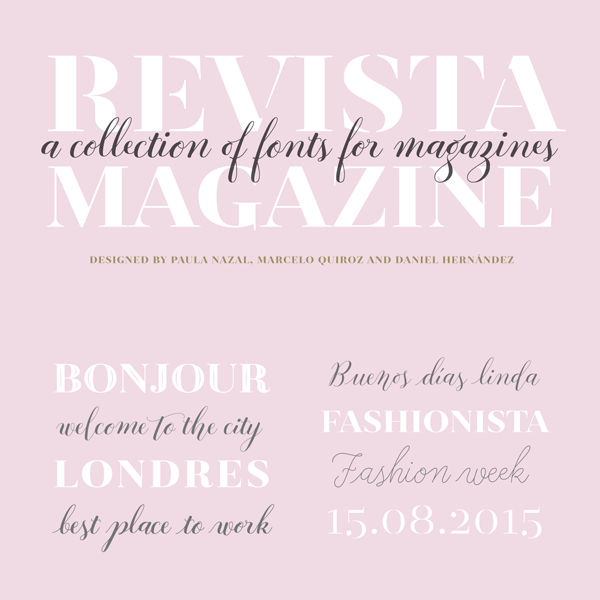 Revista, a fashion inspired font system for magazines and other typographic applications. Revista, a fashion inspired font system for magazines and other typographic applications.
