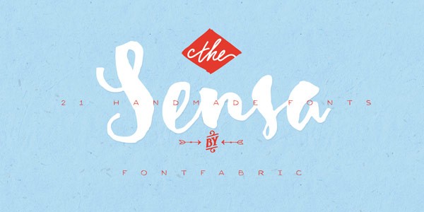 Sensa, a handmade font family consisting of 21 styles.