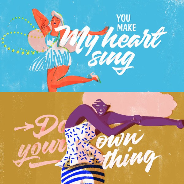 The Quotes typeface is well suited to complement hand drawn illustrations.