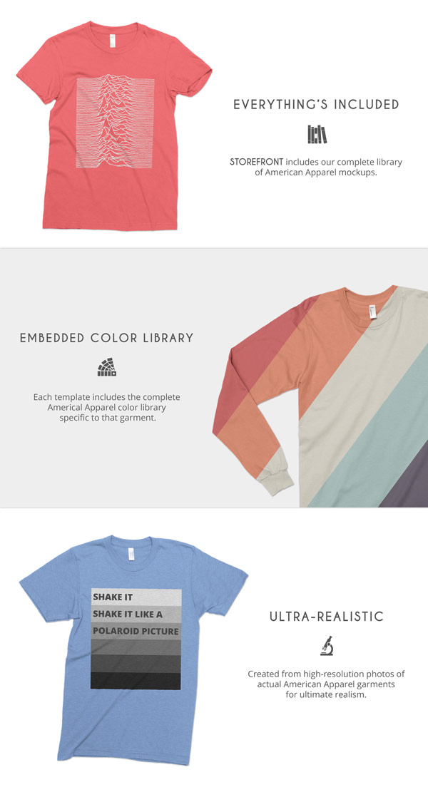 Storefront includes a massive collection of American Apparel mockups.