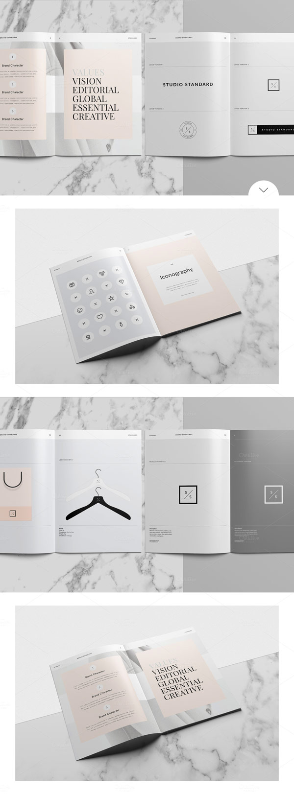 Check out these great page templates. Now it's so easy to create modern studio guidelines in a short time.