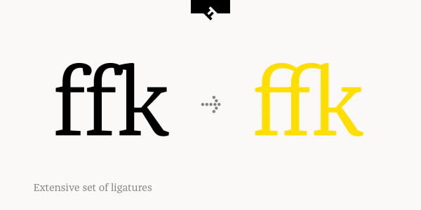Also an extensive set of ligatures is included.
