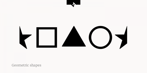 This serif font family is also equipped with numerous geometric shapes.