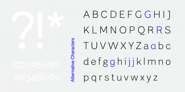 The character set is equipped with lots of alternative letters.