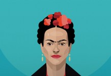 A digital portrait of Frida Kahlo.