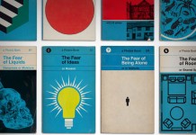 Close up view of the Phobias Book Covers A to Z print from 67 Inc.