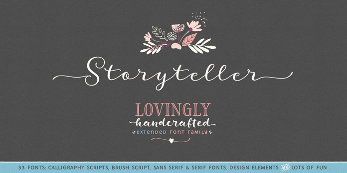 Storyteller, a lovingly handwritten font family from My Creative Land.