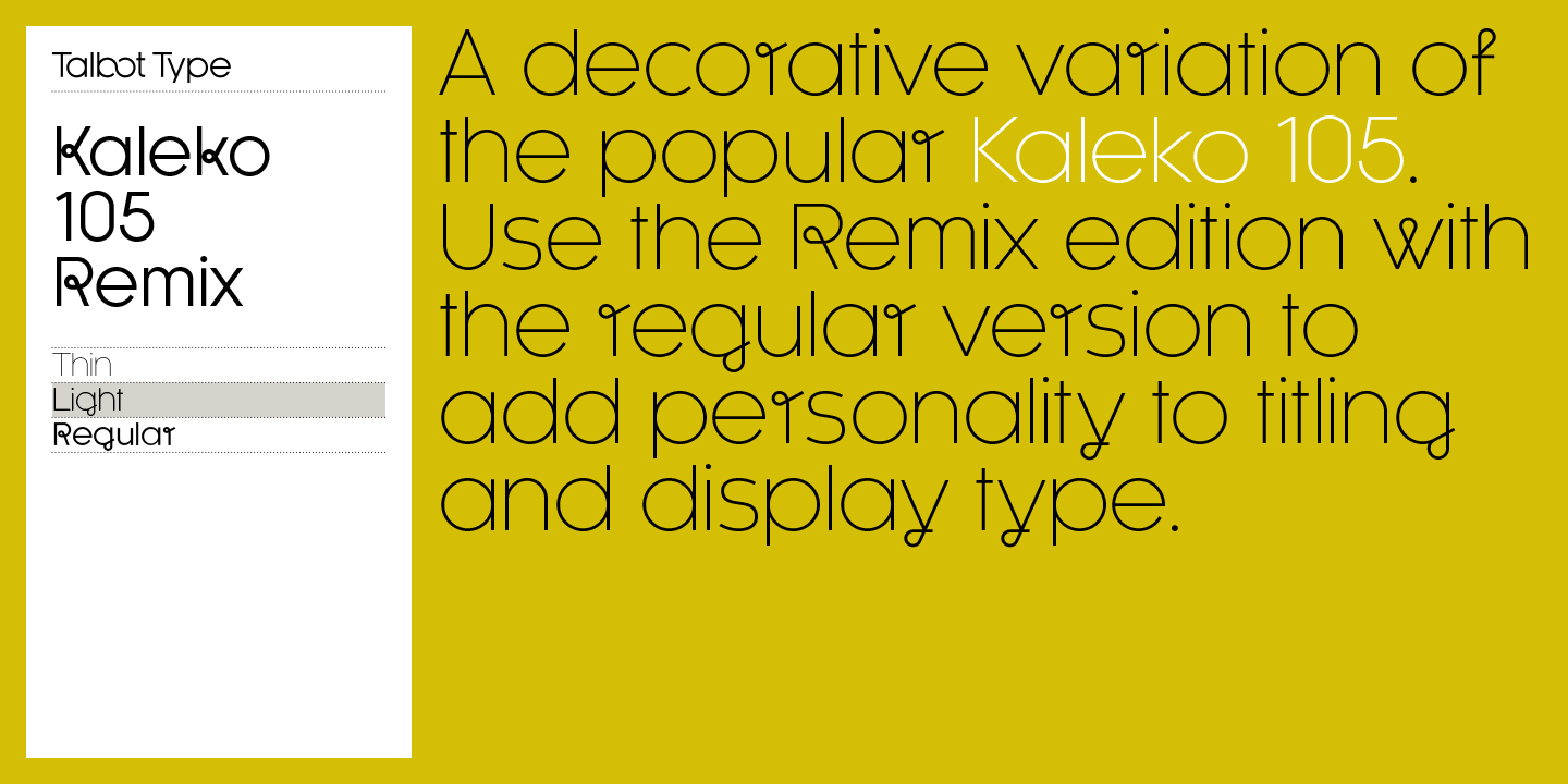 This is the light version of this remixed typeface.