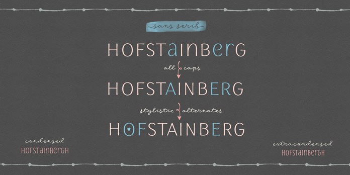 All caps and stylistic alternates.