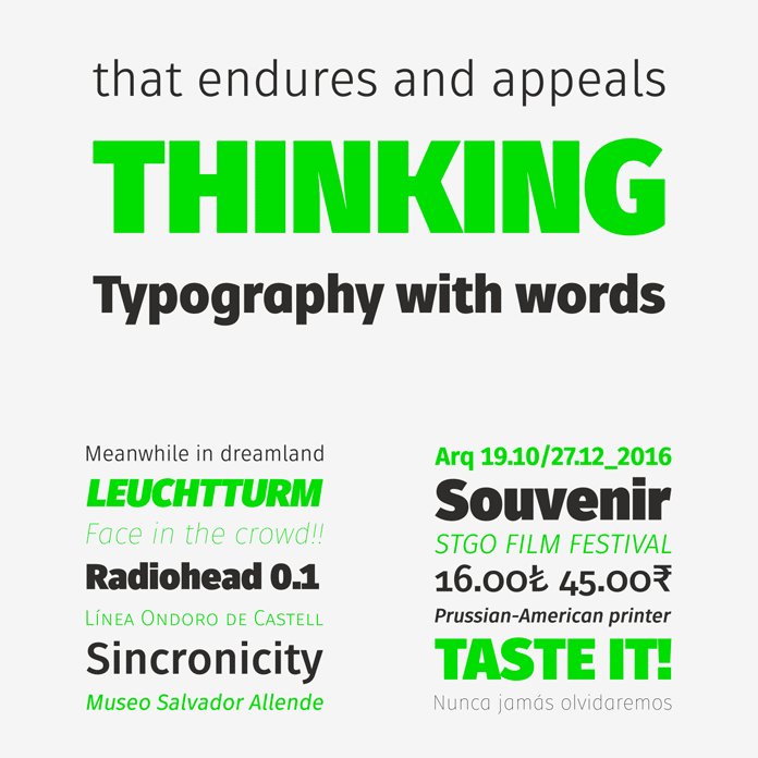 A fusion of geometric and humanist styles.