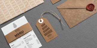Close up of some branding materials.