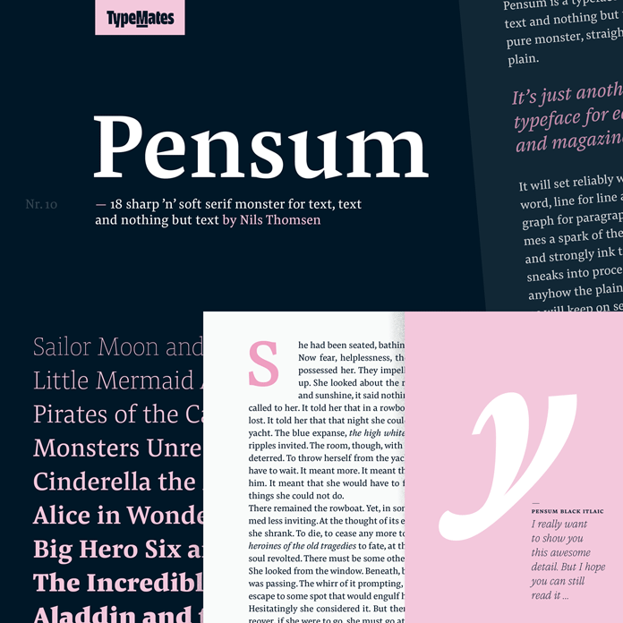 Pensum text font from TypeMates.